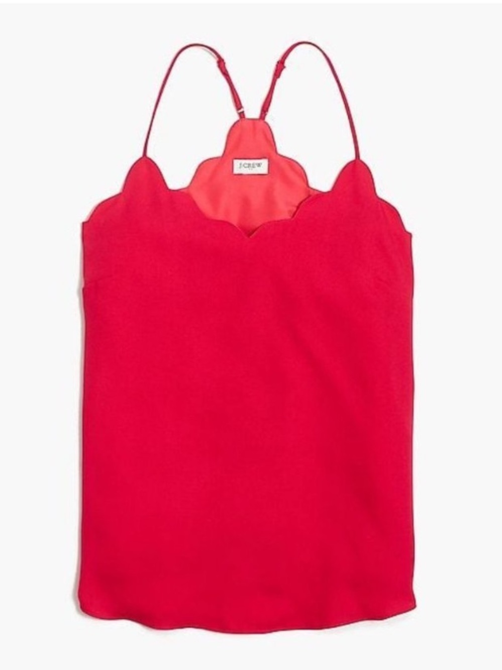 J.Crew Scallop Edge Racerback Camisole Tank Top Blouse, Red, 8 - Picture 14 of 15